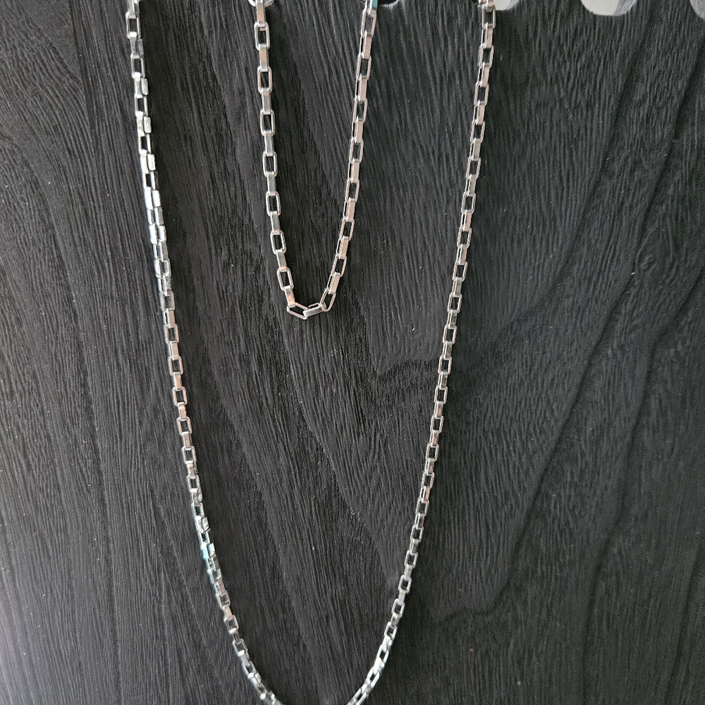 Men's Silver Box Link Set